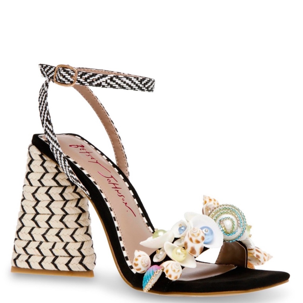 Betsey Johnson Black and Multicolor Embellished Heels